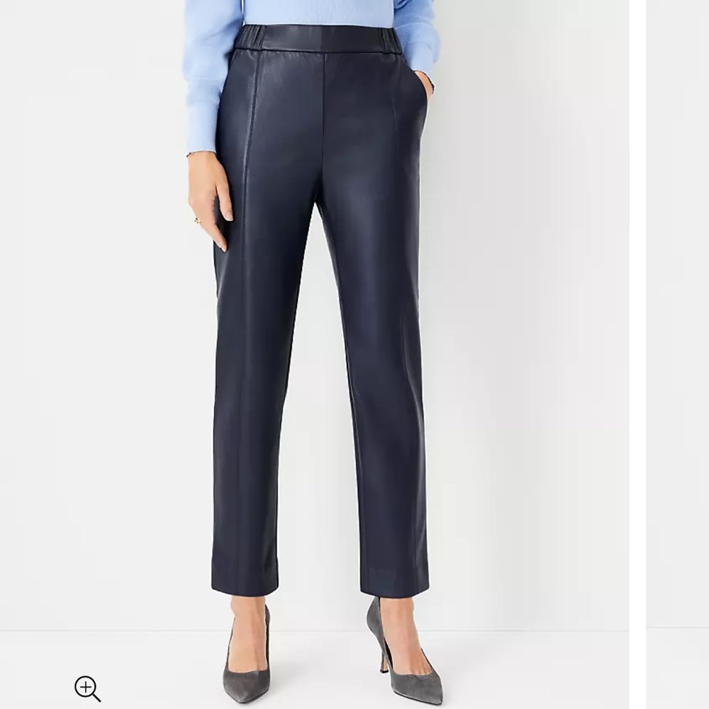 Faux Leather High Waist Easy Ankle Pant